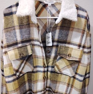 DAVI & DANI Plaid Jacket with Cream Collar